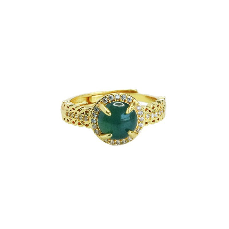 Blue-Water Jadeite Woven Ring