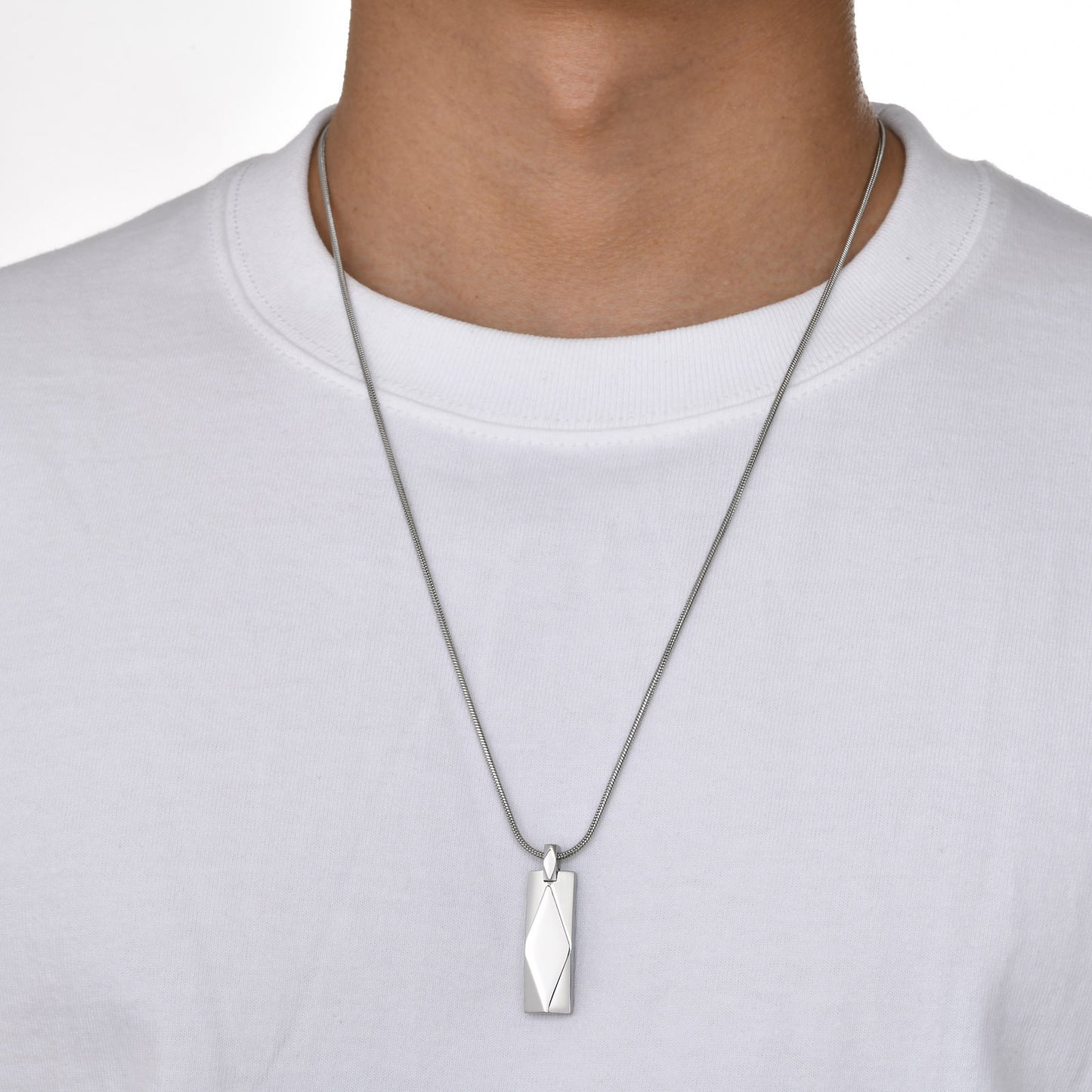 Stainless Steel Rectangular Strip Geometric Necklace for Men