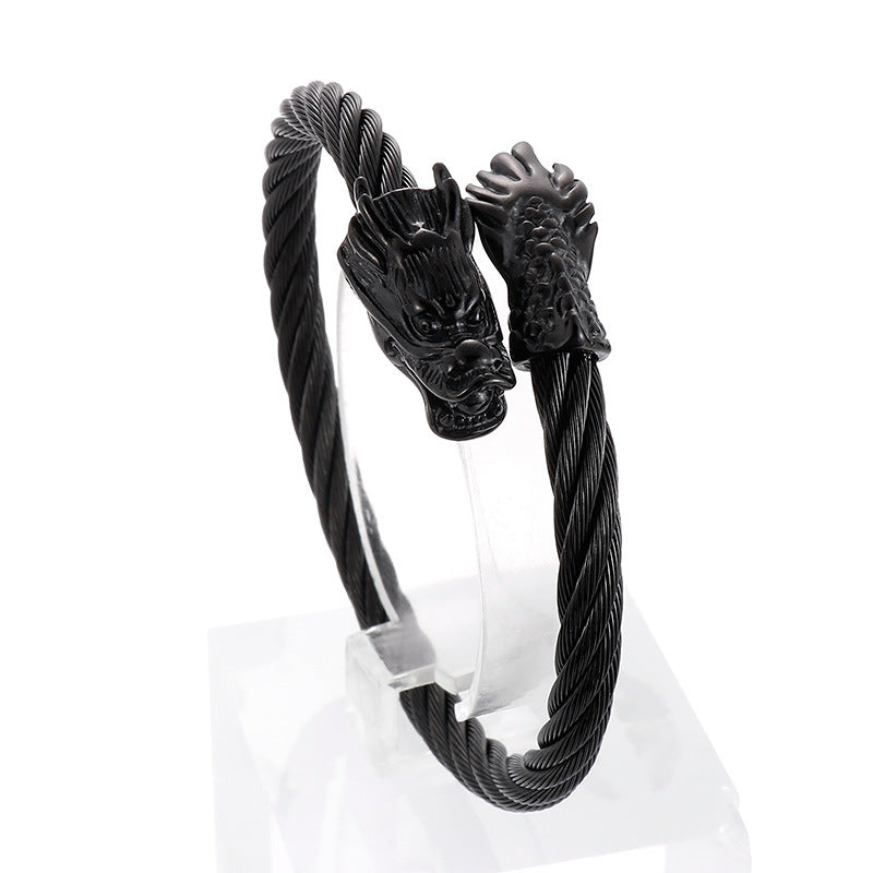 Punk Vacuum Electroplated 18k – Single Weiya Line Dragon Head Bracelet