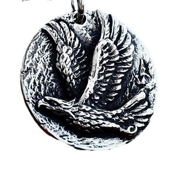 Titanium Steel Retro Eagle Wings Pendant for Men - Wholesale Stainless Steel Jewelry