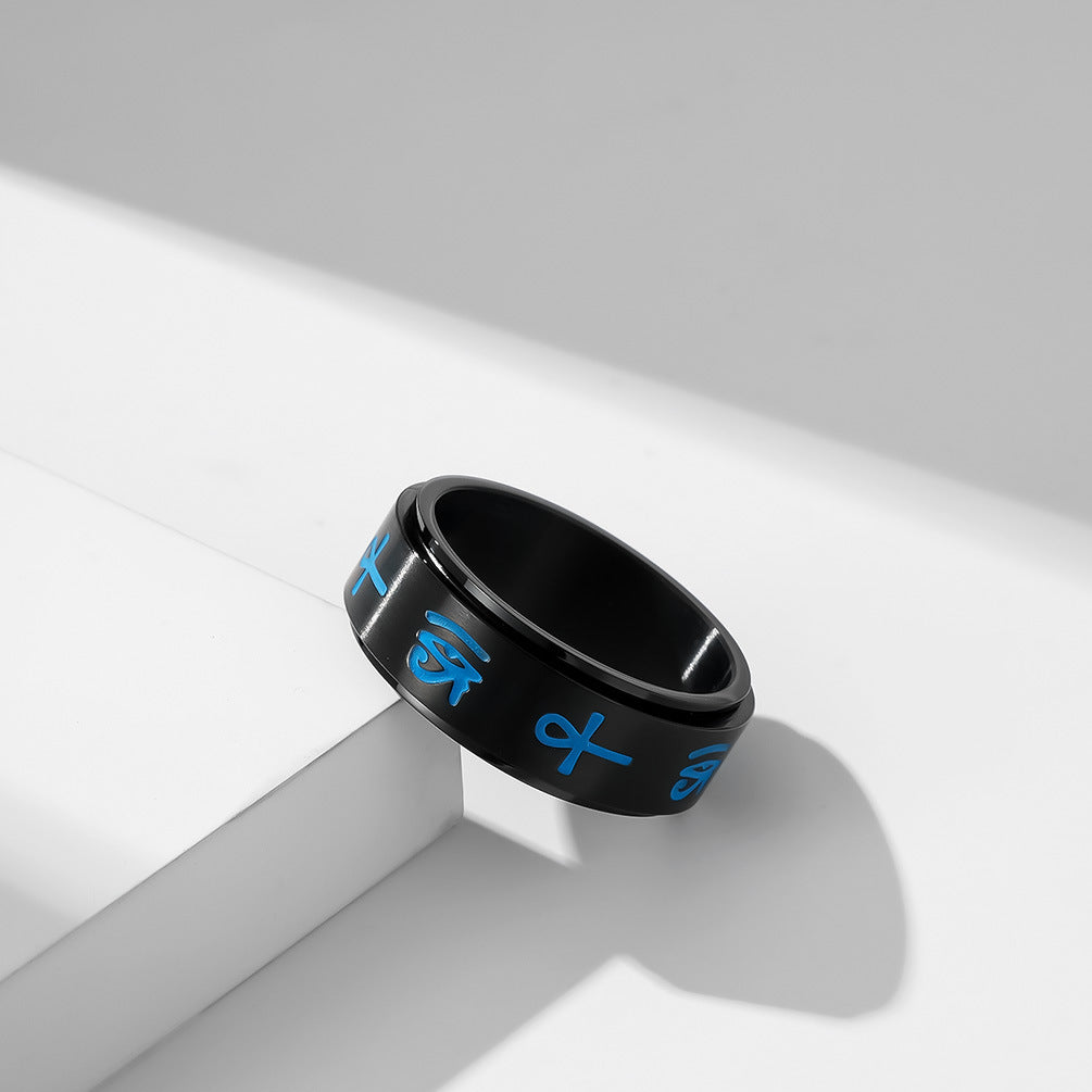 Planderful Eye Of Horus Ankh Cross Ring Stainless Steel Personalized Size 7 to 12 For Him