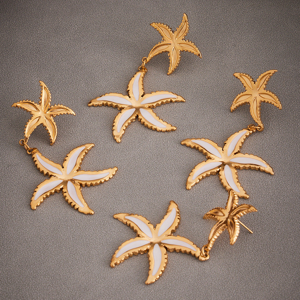 Planderful Starfish Earrings 18K Gold Plated For Women