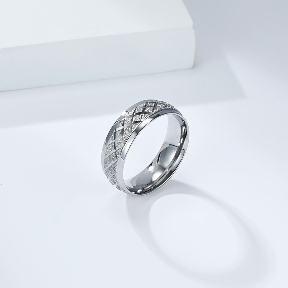 Planderful Matte Rhombus Ring Luxury Retro Style Jewelry For Fashionable Men Women