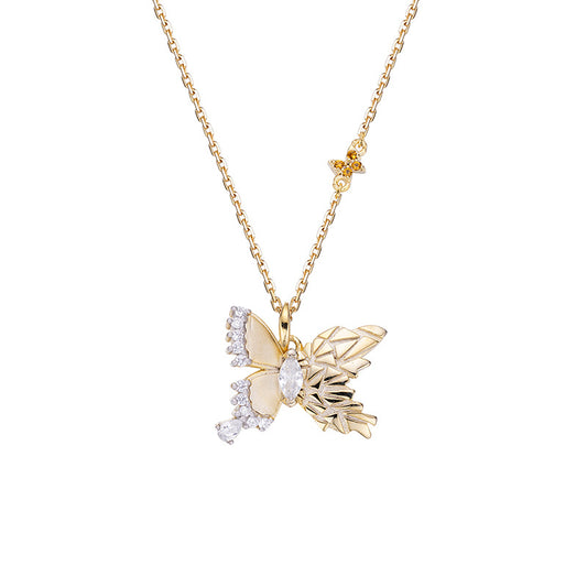Personalized Butterfly Zircon Silver Necklace