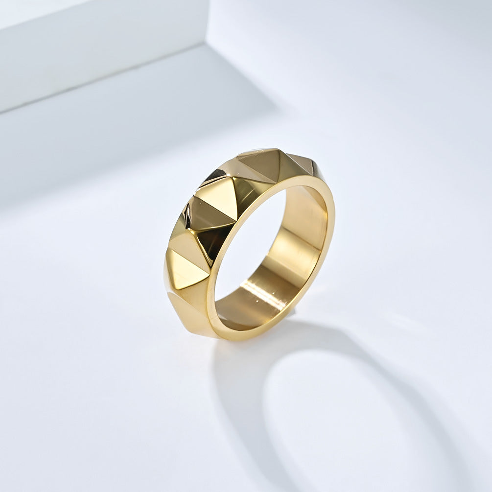 Steel Ring – Minimalist Tapered Rhombus Surface