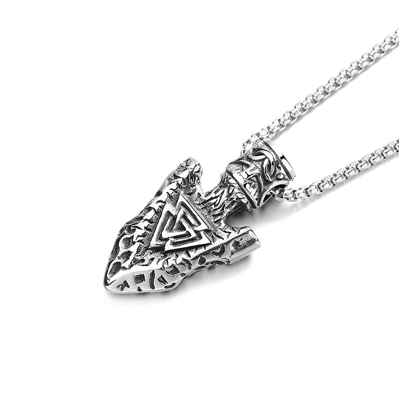 Titanium Steel Necklace – Vintage Viking Triangle Cone