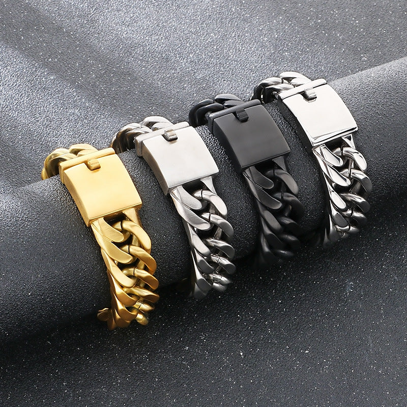 Planderful Premium Cuban Link Bracelet Men 18mm Titanium