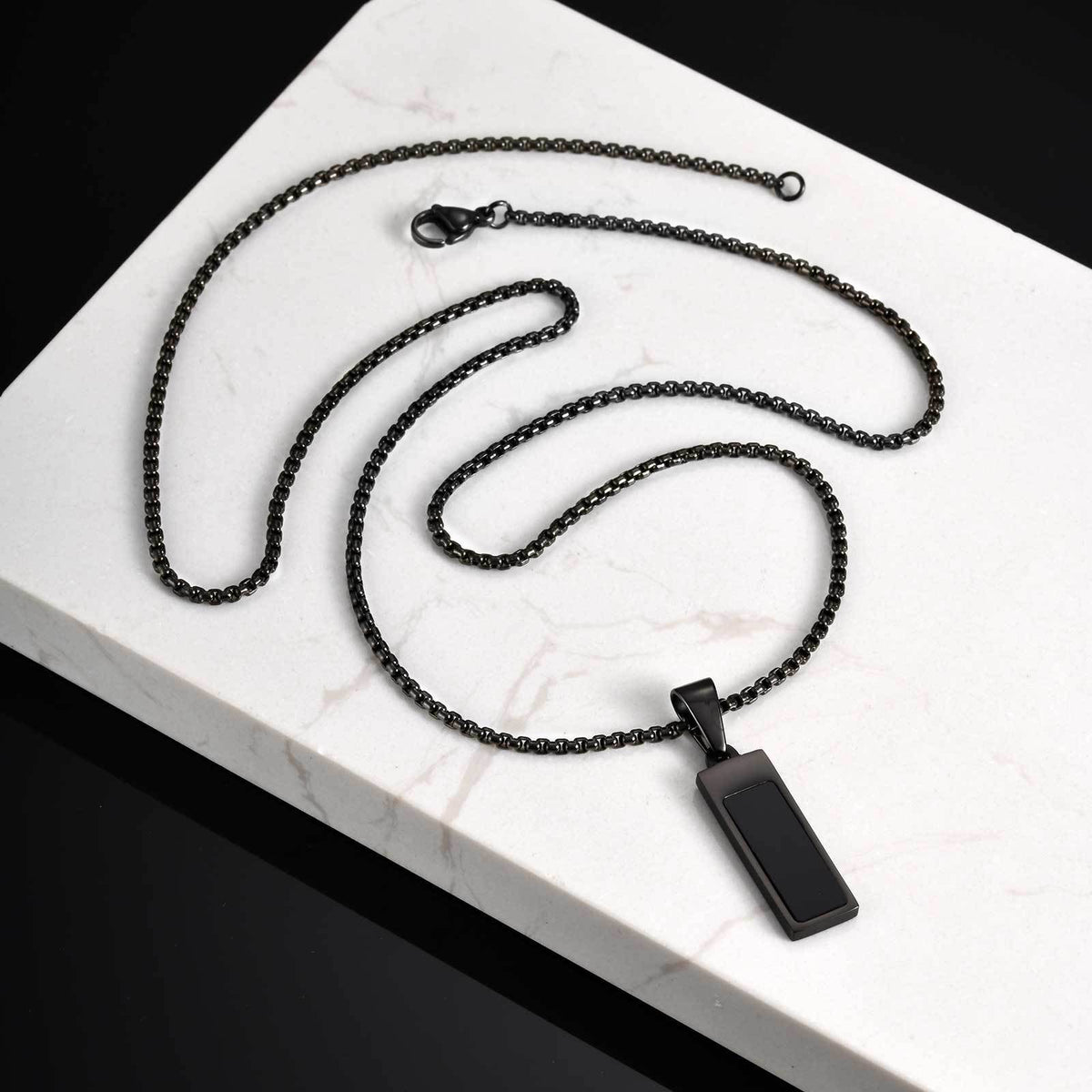 Minimalist Bar Pendant — Black or Silver, Chain Optional