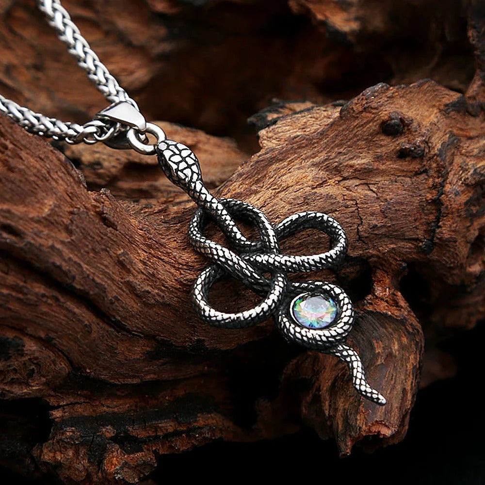 Gothic Viking Snake Stainless Steel Men's Pendant Necklace