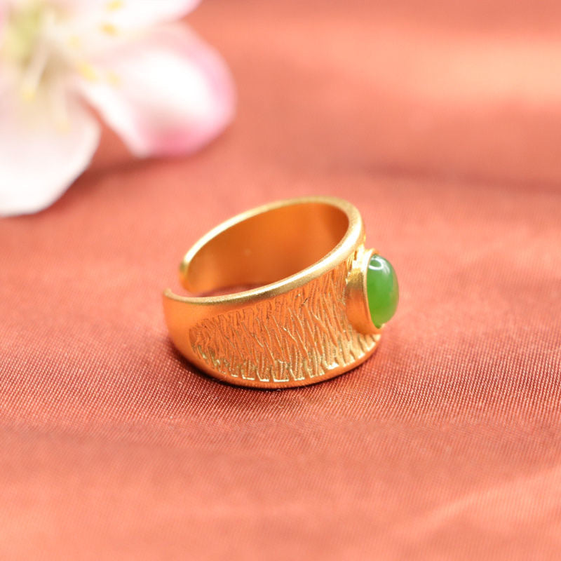 Hetian Jasper Signet-Style Ring