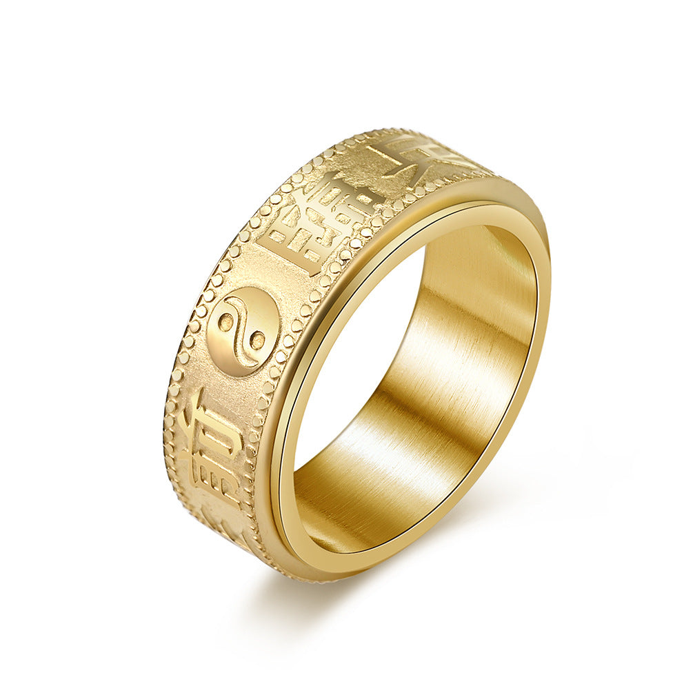 Retro Guochao National Style Nine-character Mantra Ring for Men