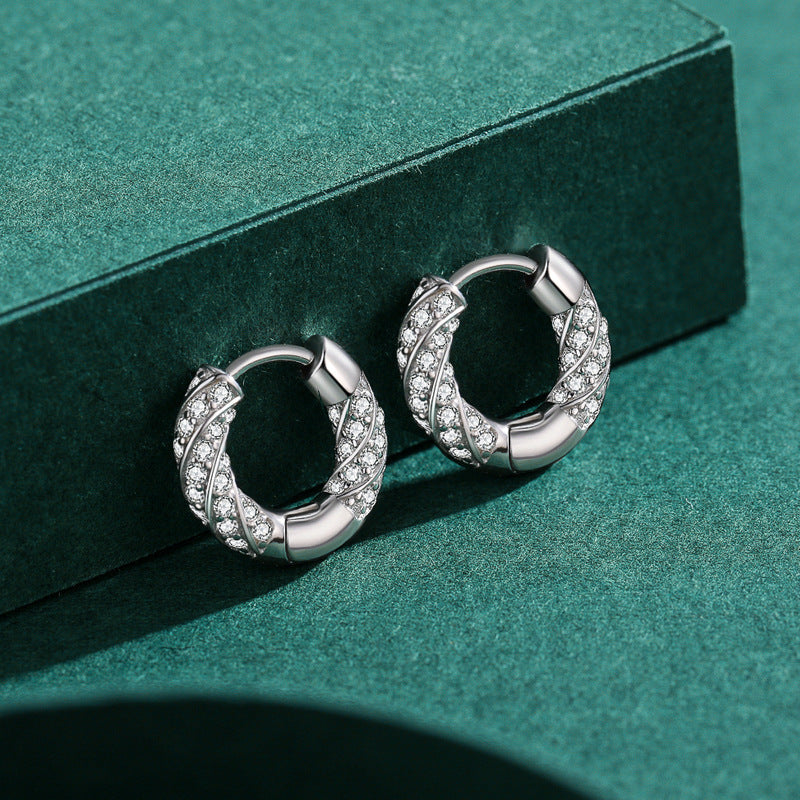 925 Sterling Silver Linear Pavé Zircon Earrings