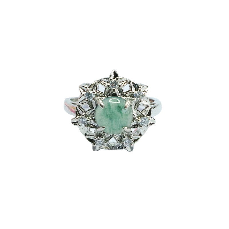 Blue-Water Jadeite Vine Ring