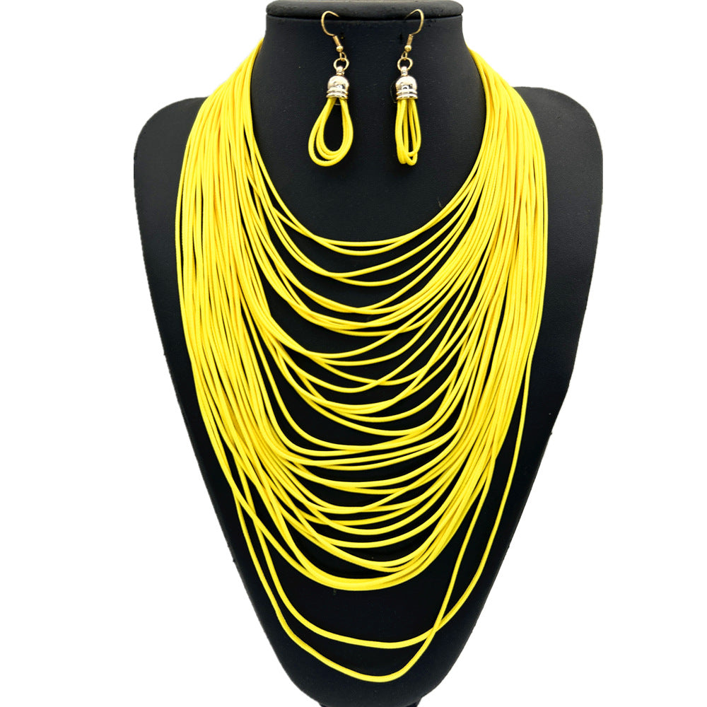 Exotic Tassel Necklace Set - Fashionable Sweater Chain with Magnetic Clasp