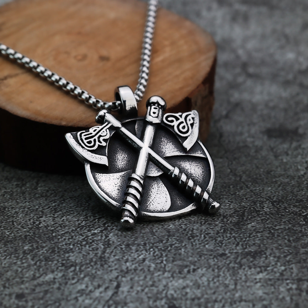 Nordic Viking Fashion Spartan Warrior Axe Pendant Necklace