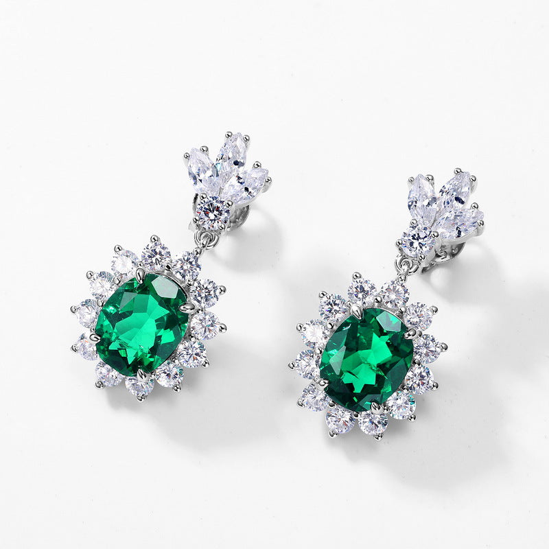 S925 Sterling Silver Lab-Grown Gemstone Sunflower Stud Earrings