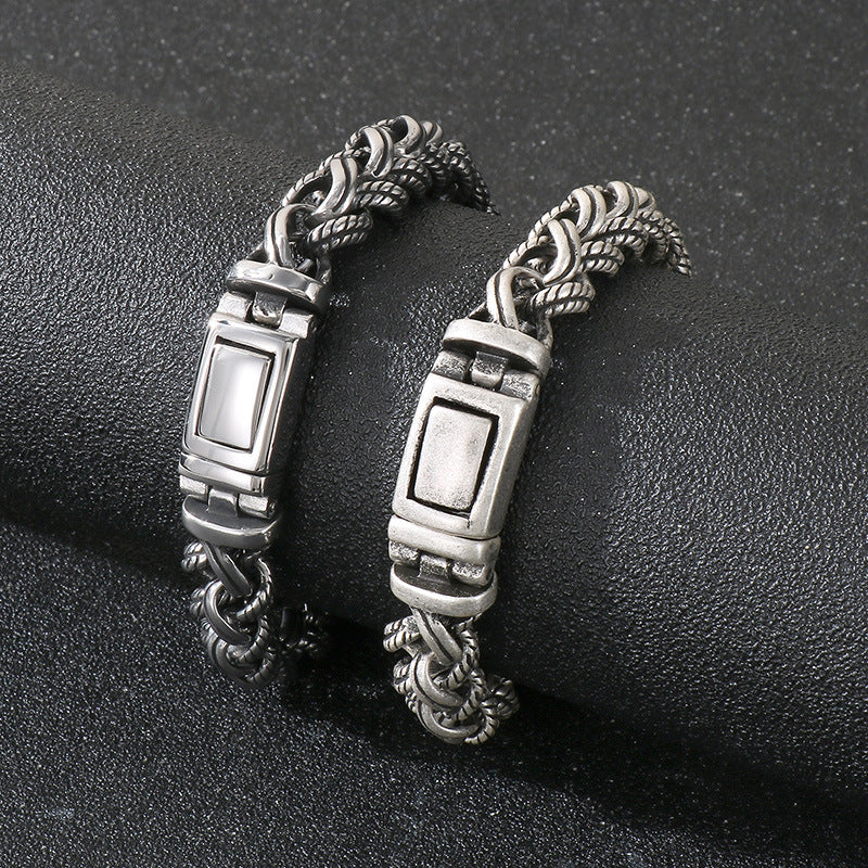 Planderful Mens Bracelet Retro Hipster Titanium Steel