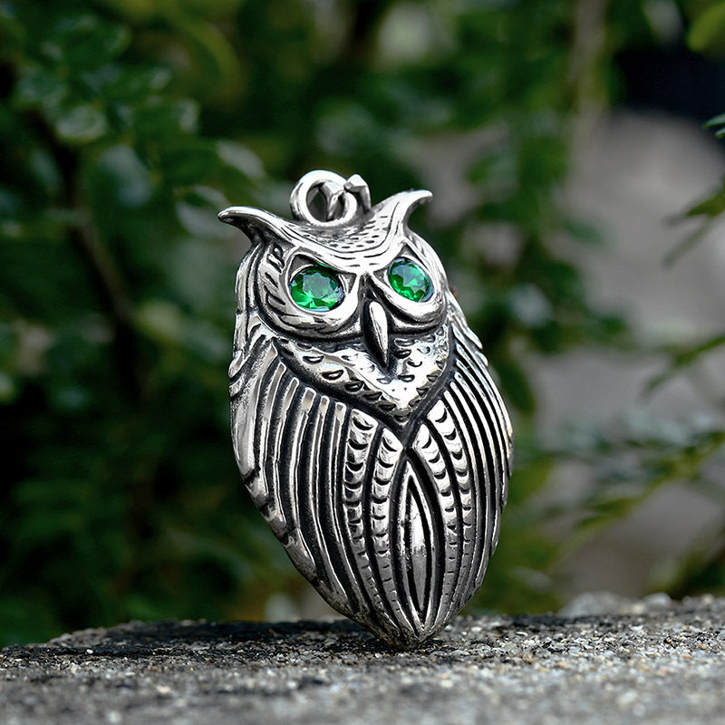 Titanium Steel Retro Owl Pendant for Men - European and American Style Accessories