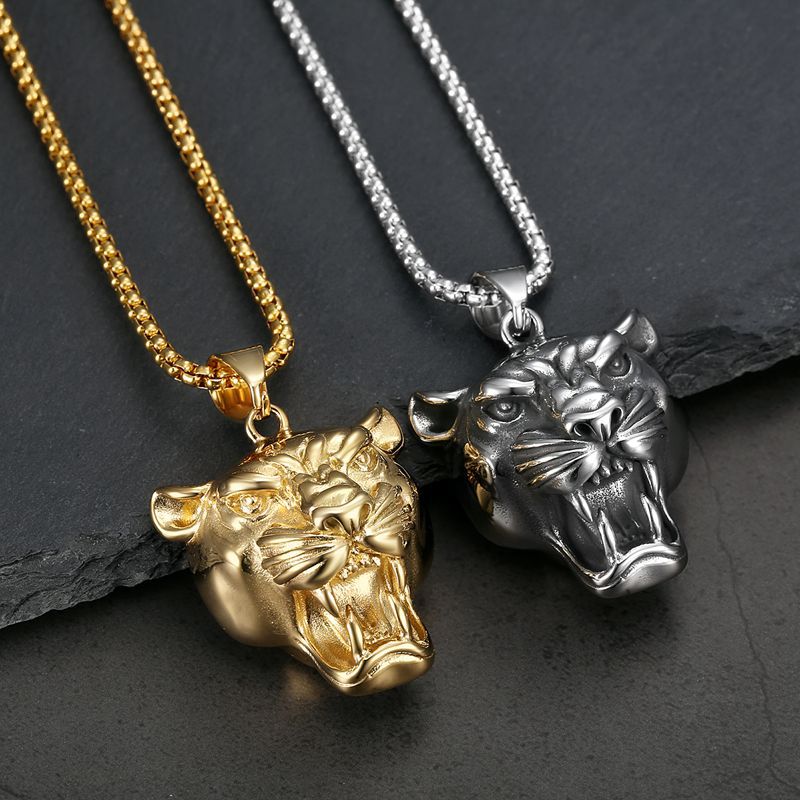 Planderful Bold Lion Head Pendant Necklace Stainless Steel Gold Plated For Hip Hop Fans And Streetwear Enthusiasts