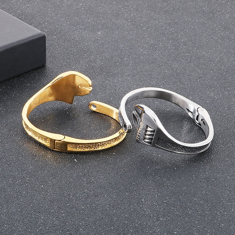Planderful Titanium Tool Wrench Men Retro Opening Bracelet