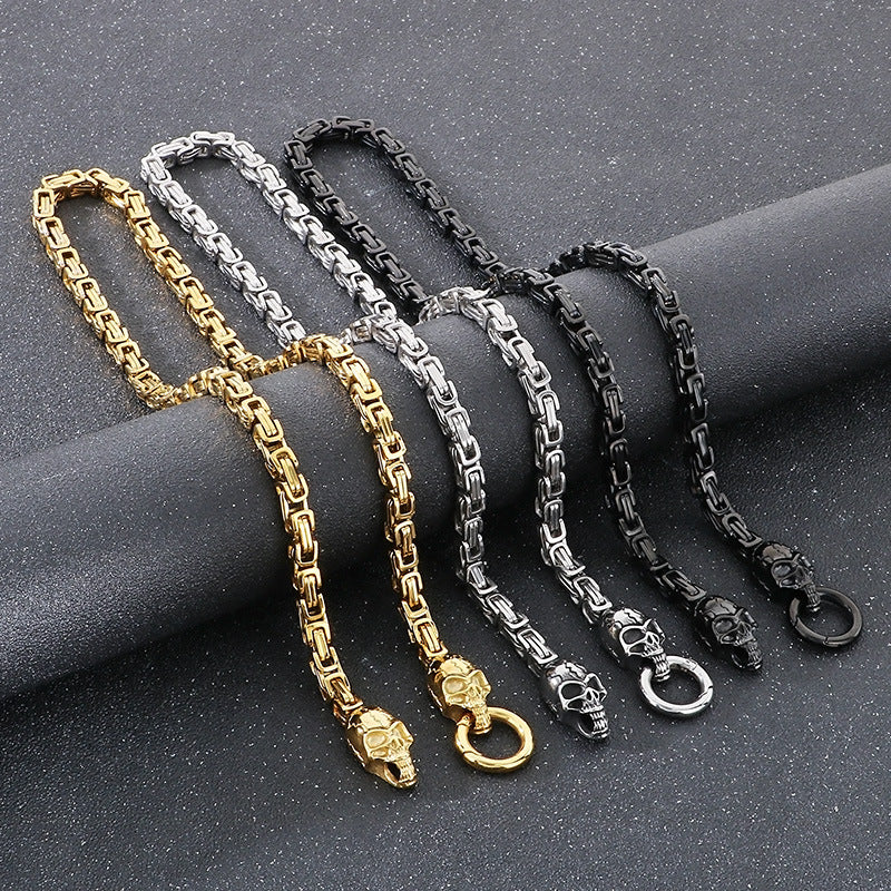 Planderful Titanium Steel Mens Ghost Skull Necklace Hip Hop