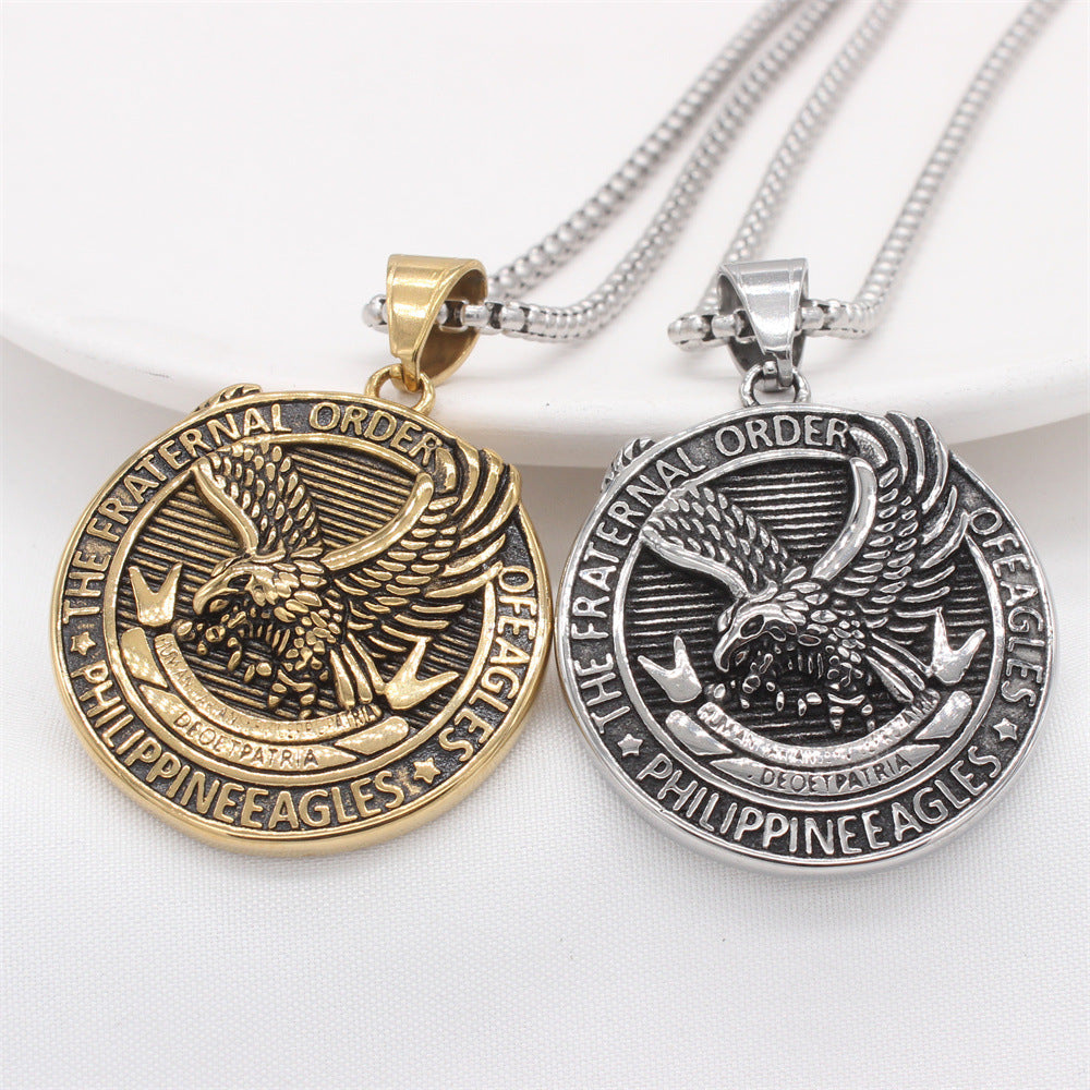Planderful Everyday Genie – European and American Retro Eagle Men's Titanium Steel Pendant Necklace