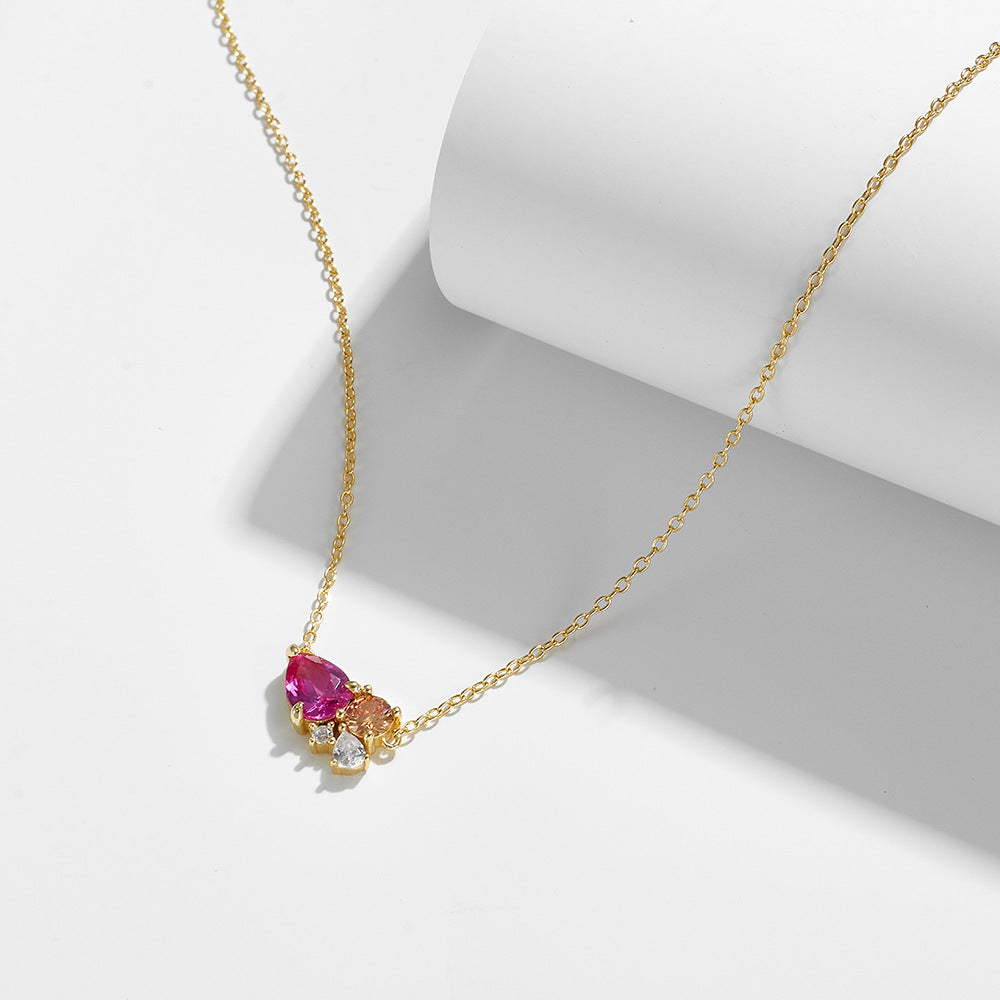 S925 Sterling Silver Necklace Ruby Zircon
