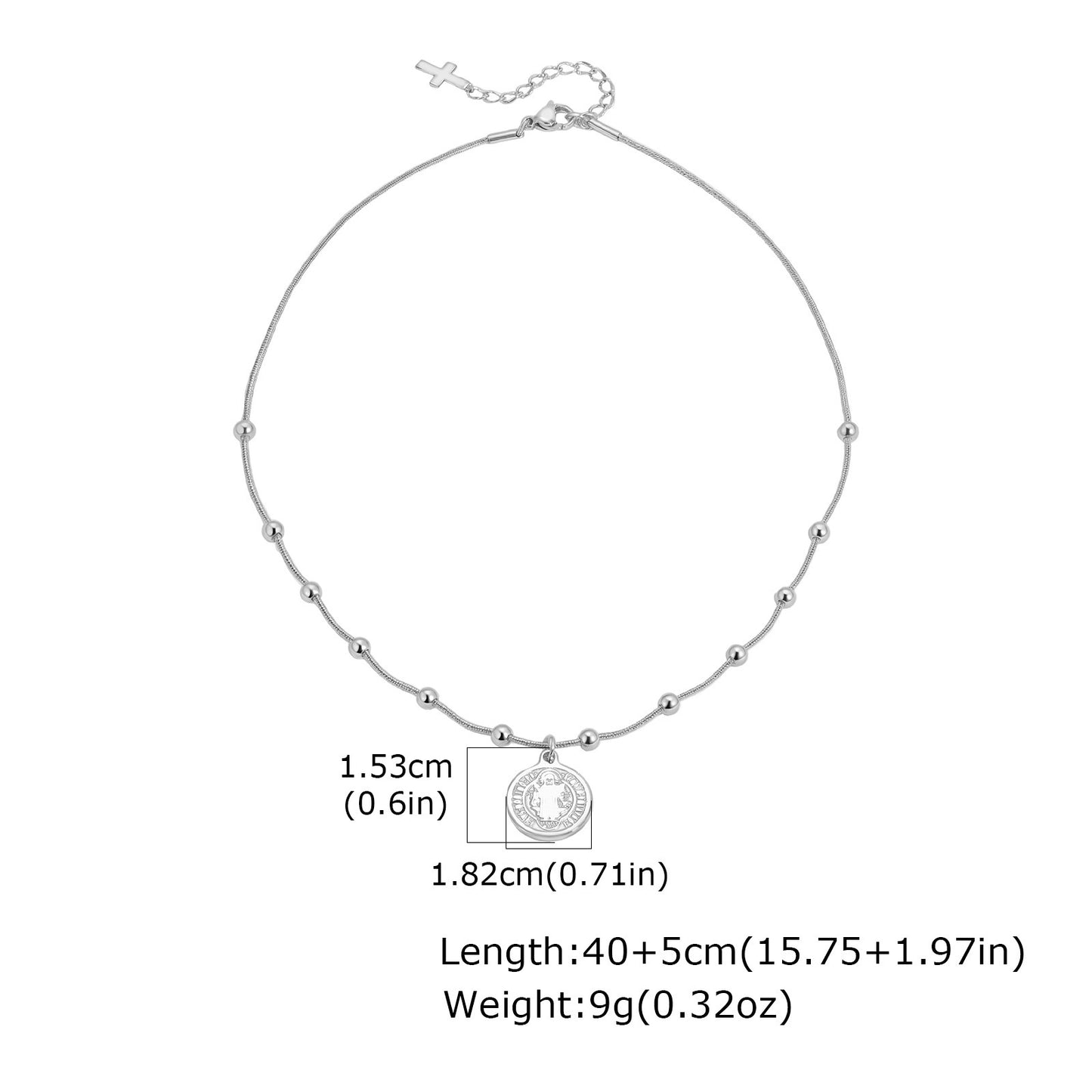 Stainless Steel Geometric Bead-Separated Snake Chain Necklace