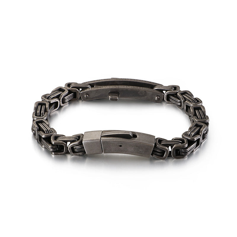 Vintage-Inspired Men's Bracelet with Curved Cross Design in Titanium Steel for the Modern Hipster