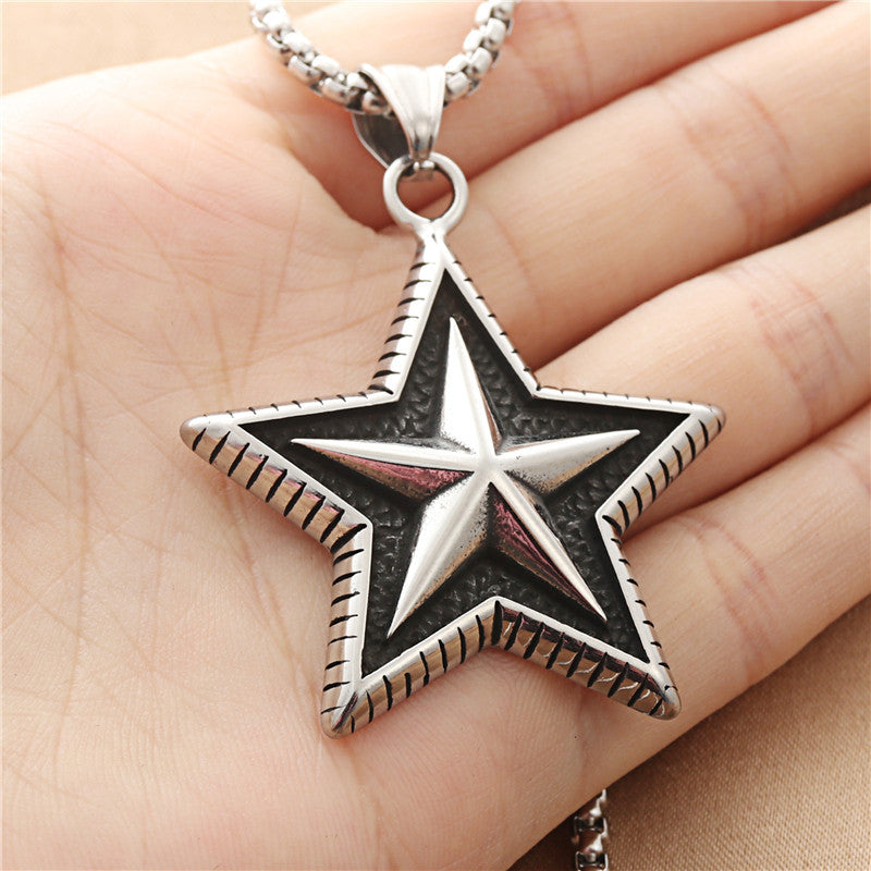 European And American Titanium Steel Five-Pointed Star Pendant