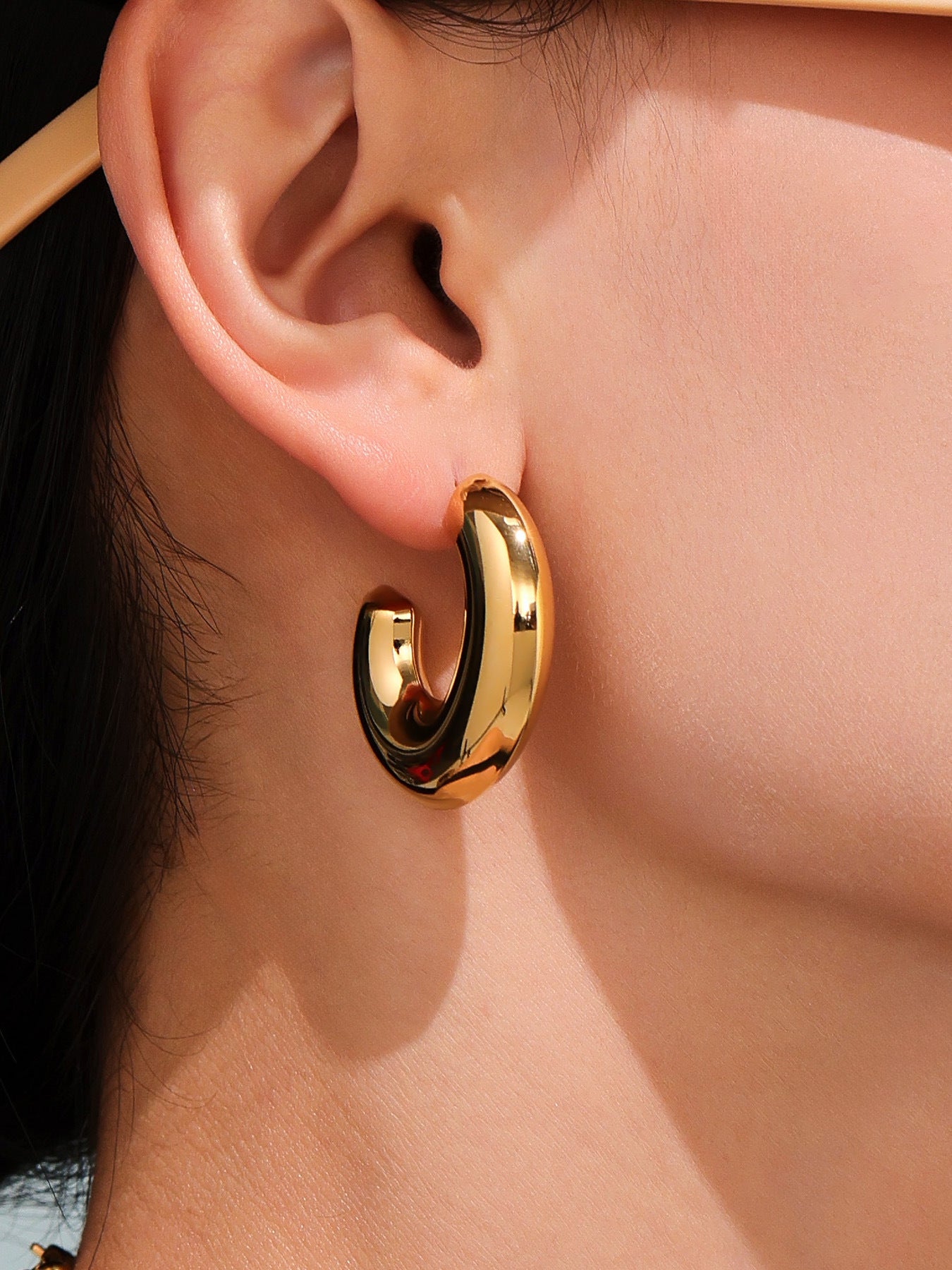Planderful Hollow C Earrings 18K Gold Plated for Women