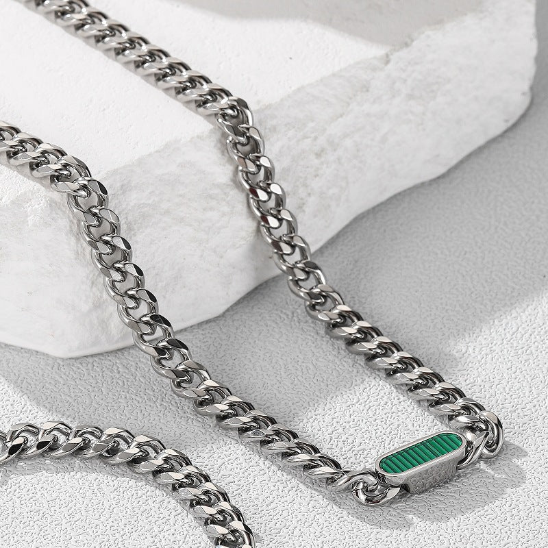 Planderful Jewelry European Multi Color Shell Cuban Chain Necklace For Men And Women