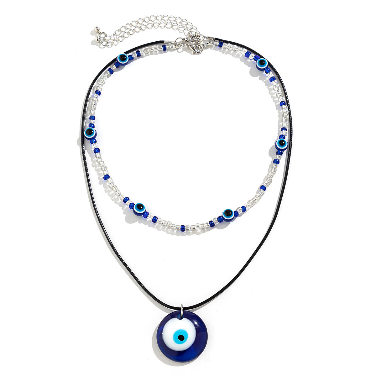 European and American Jewelry: Retro Beaded Eye Collar Necklace Set with Ethnic Color Contrast