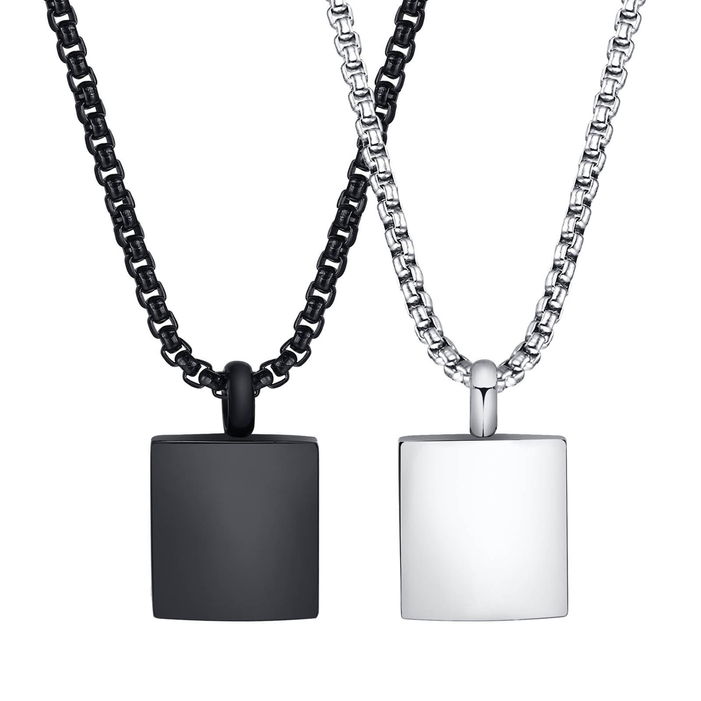 Stainless Steel Simple Small Square Surface Light Pendant for Men