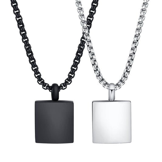 Stainless Steel Simple Small Square Surface Light Pendant for Men