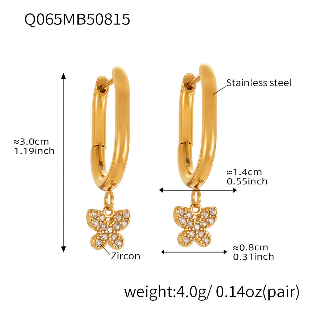 Planderful Zircon Earrings Butterfly Pendant For Fairy Fans