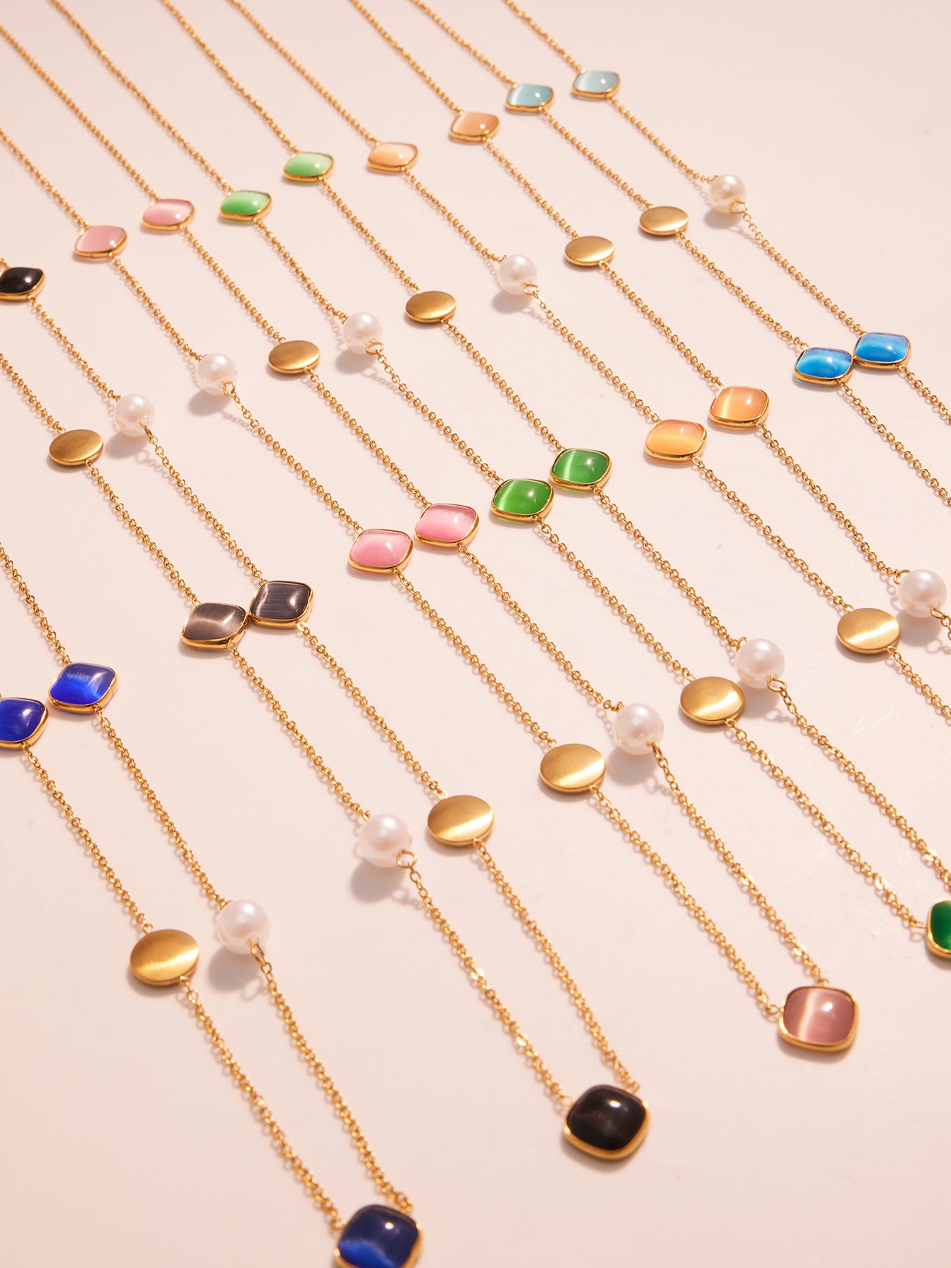 Planderful Candy Color Opal Necklace Gold Plated For Women