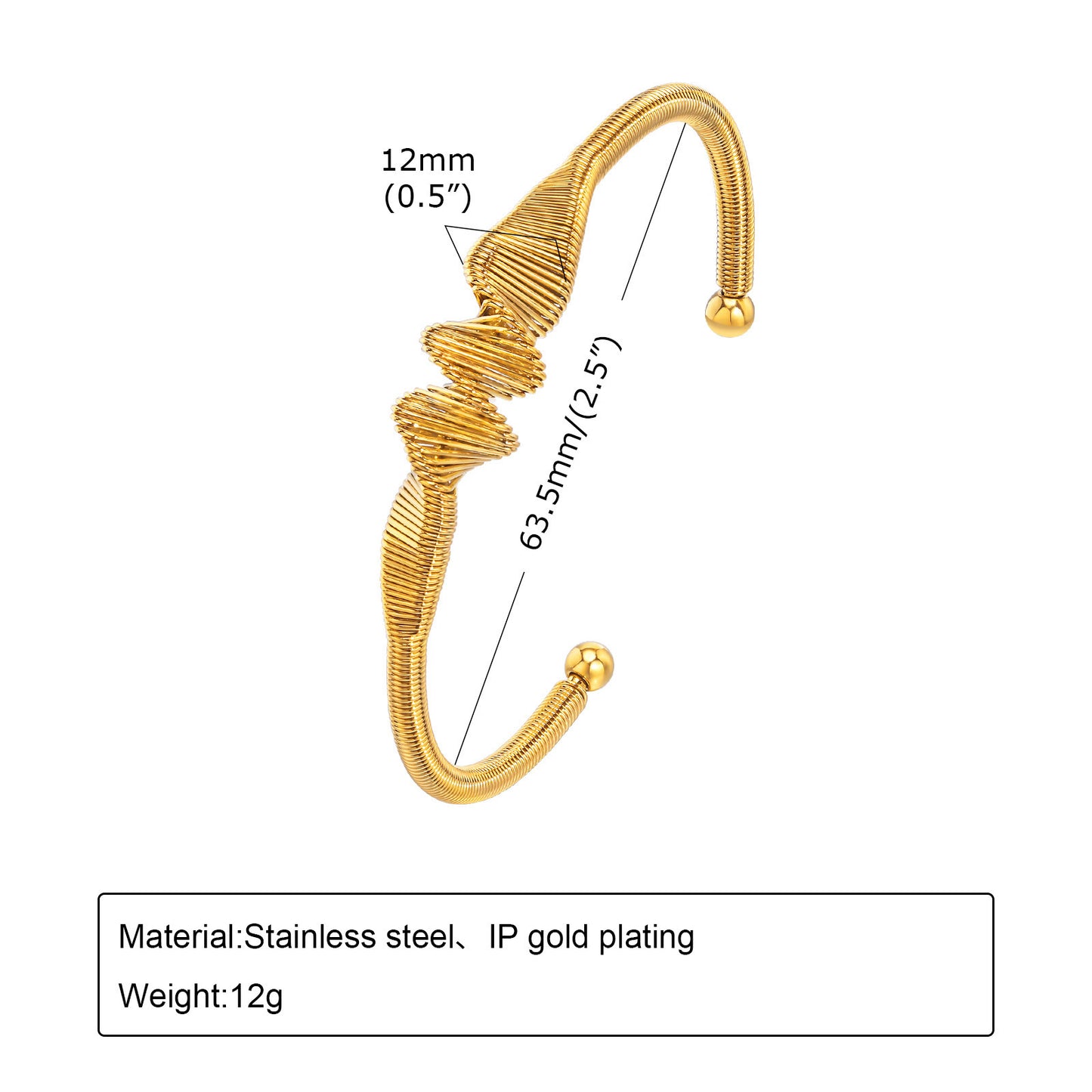 Stainless Steel European And American Fashion Simple Metal Wind Bracelet Spiral Opening