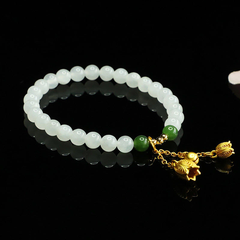 Hetian White Jade Lily-of-the-Valley Bracelet