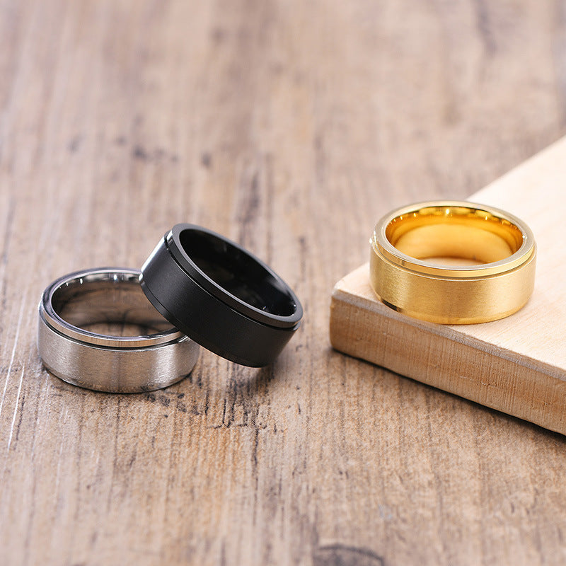 European And American Index Finger Joint Stainless Steel Rotary Decompression Ring Wholesale For Men