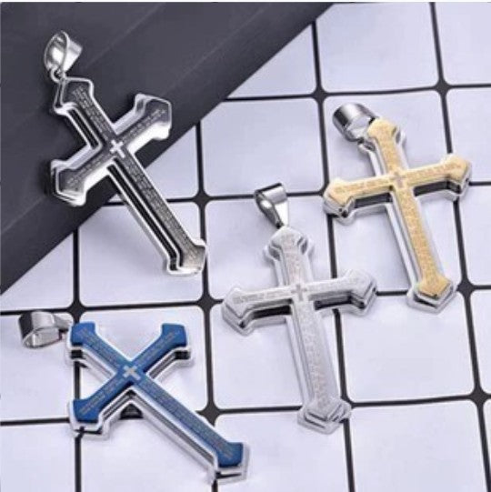 New Jewelry Titanium Steel Black Cross Pendant Necklace