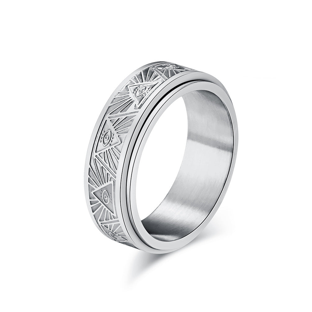 Eye of Horus Ring Stainless Steel Rotating Anxiety Relief Jewelry Planderful for Egyptology Fans