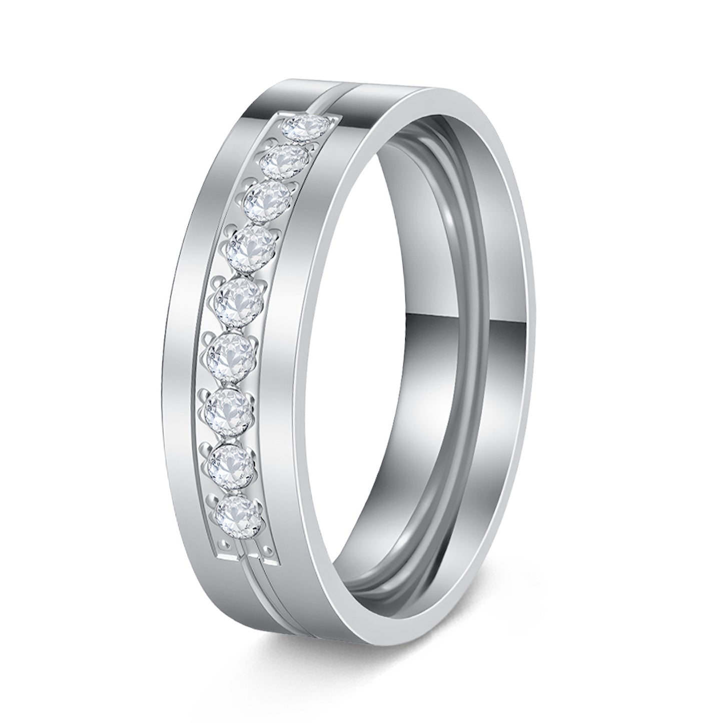 Planderful Everyday Genie Zircon Ring for Couples Unisex Durable Stainless Steel Jewelry with Inlaid Zircon