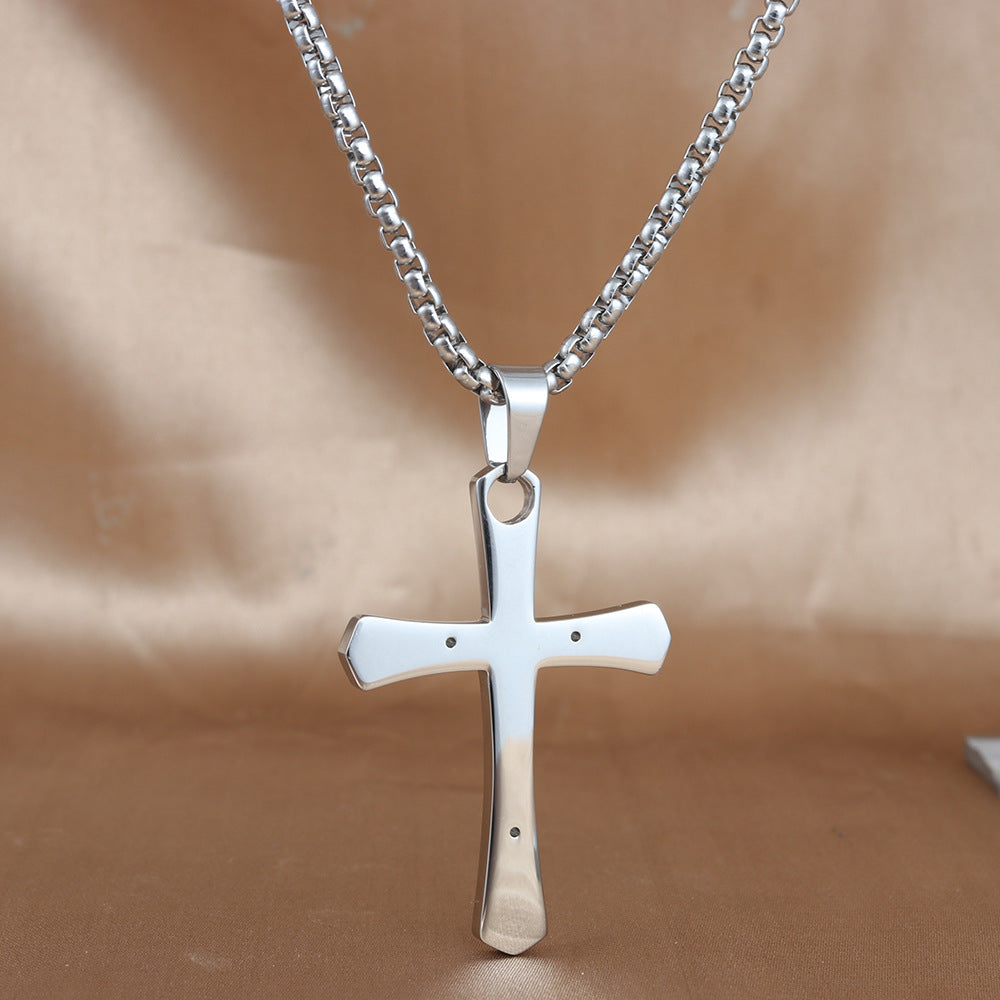 European And American Stainless Steel Cross Pendant Necklace