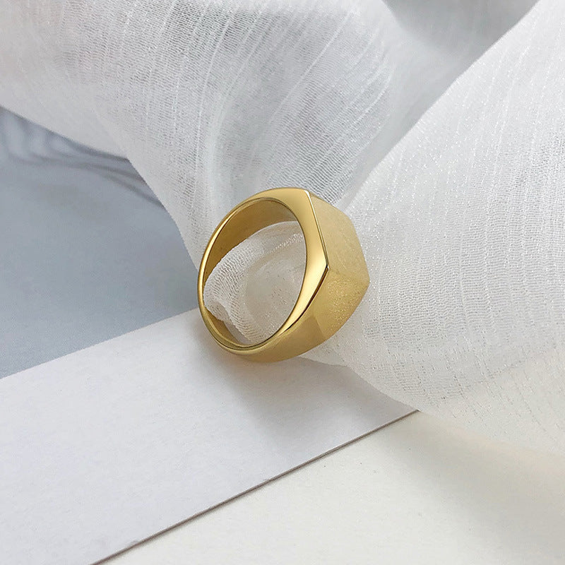 Stainless Steel Bare Body Square Ring Steel Gold Women's Jewelry