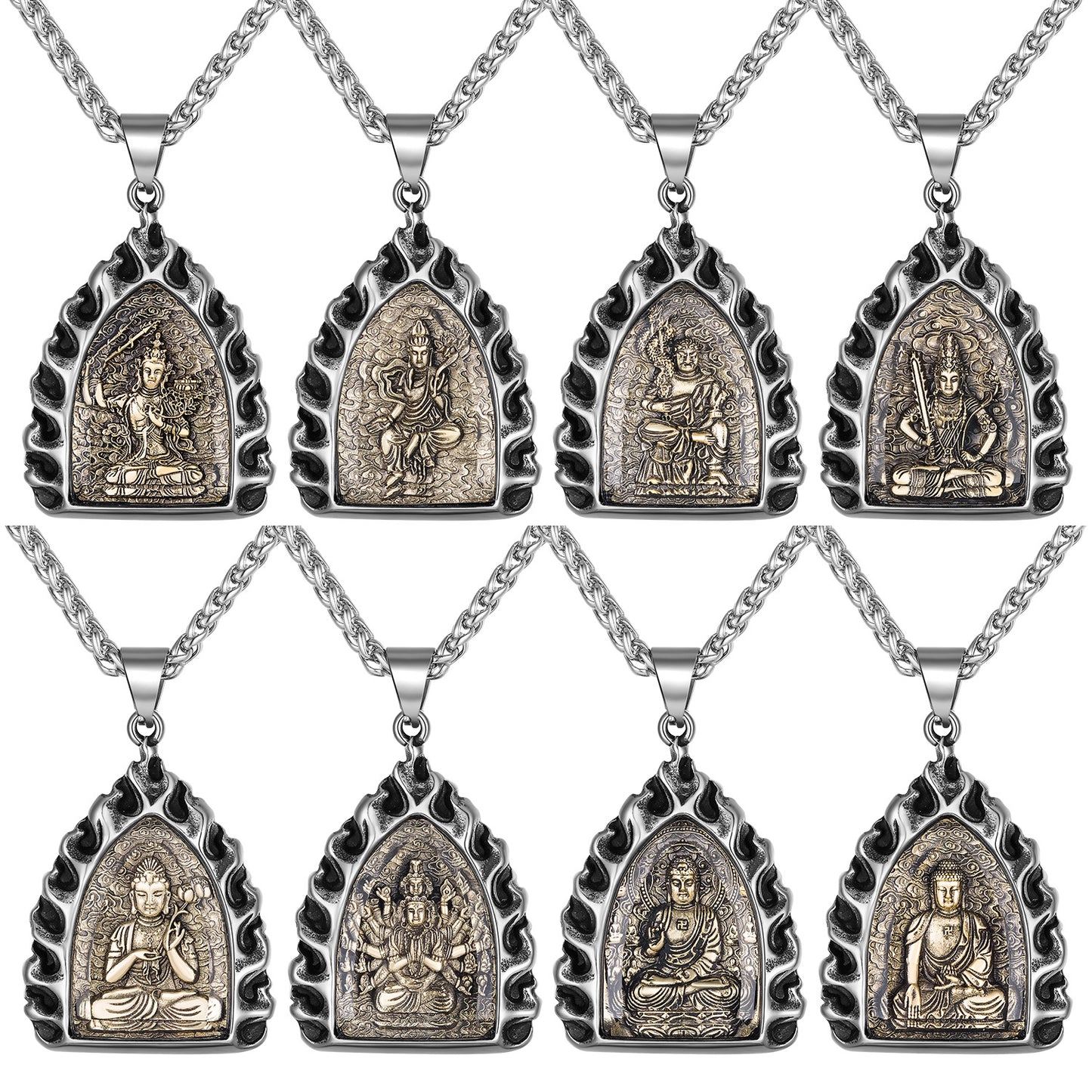 Titanium Steel Necklace – Vintage Buddha Zodiac Charms