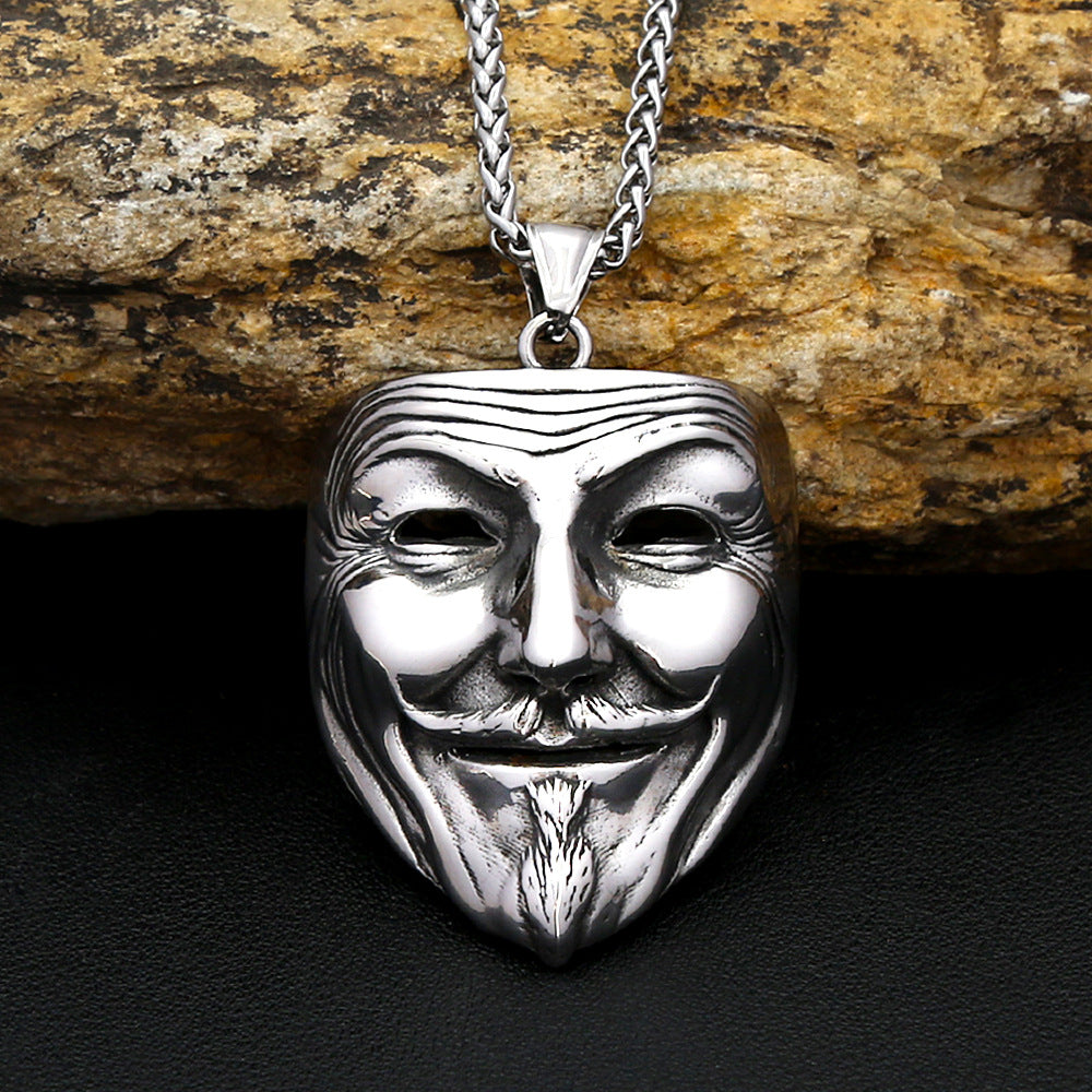 Punk Mask Stainless Steel Men's Pendant Necklace