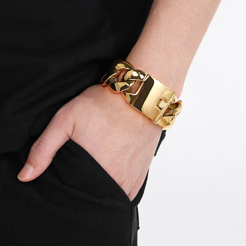 Planderful Titanium Cuban Chain Bracelet For Men Durable