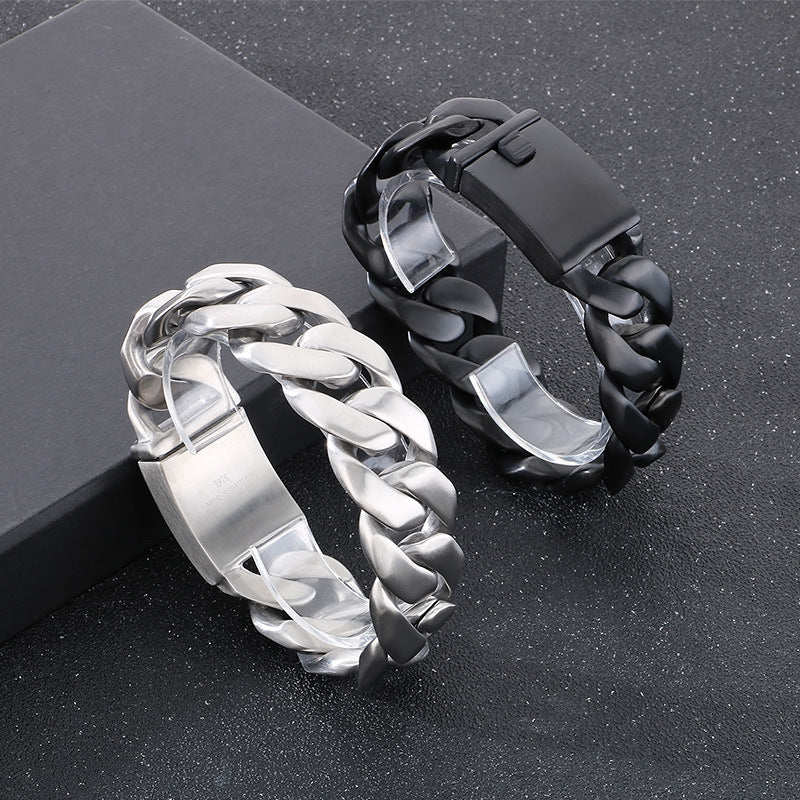 Planderful Mens Titanium Steel Cuban Chain Bracelet