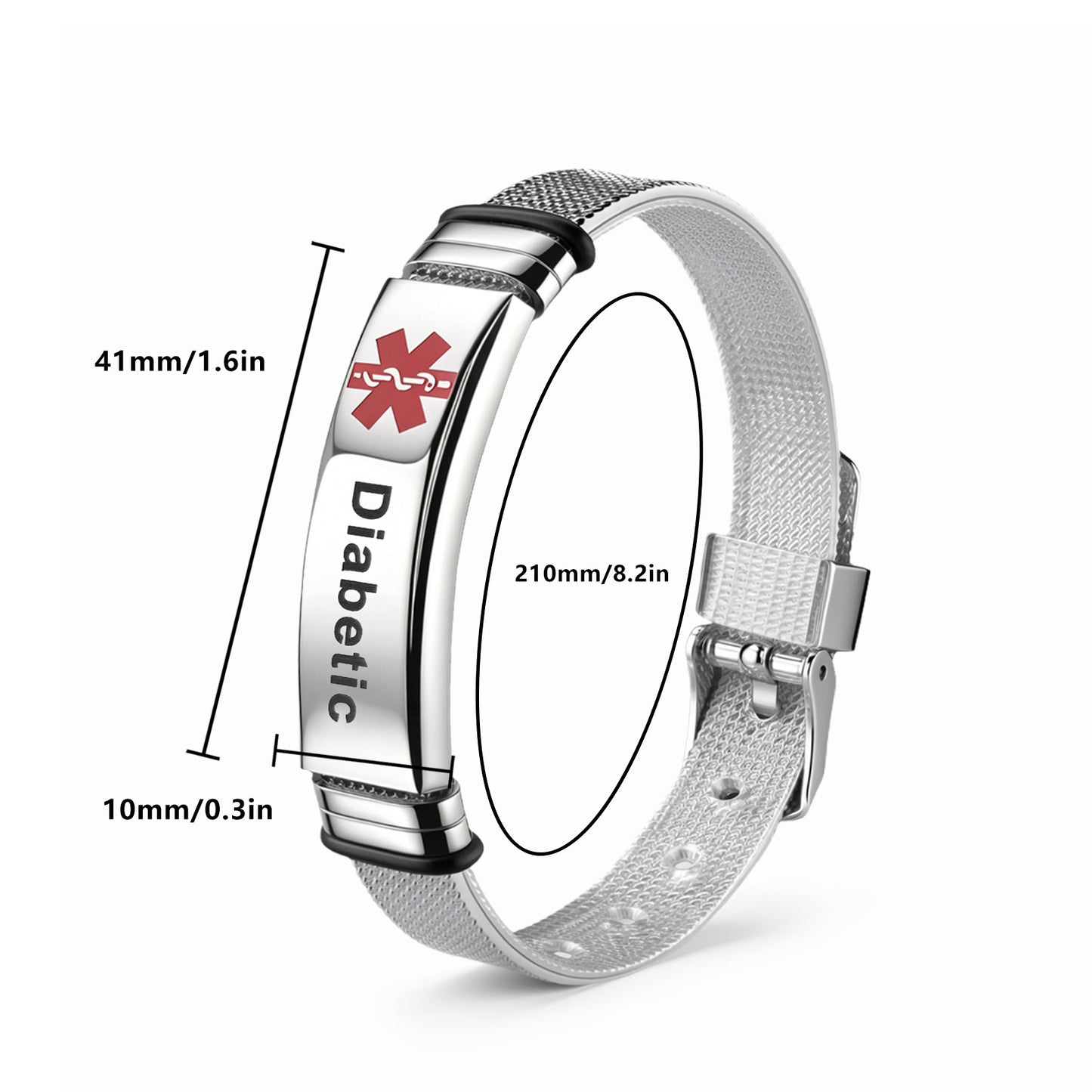 Planderful Everyday Genie Medical ID Bracelet Stainless Steel Adjustable Essential Unisex For Men Women